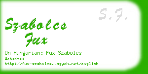 szabolcs fux business card